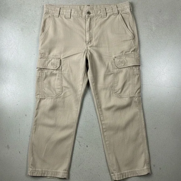 Duluth Trading Co Pants Mens 42x30 Flex Fire Hose Cargo Khaki Tan Work Utility - Picture 1 of 12